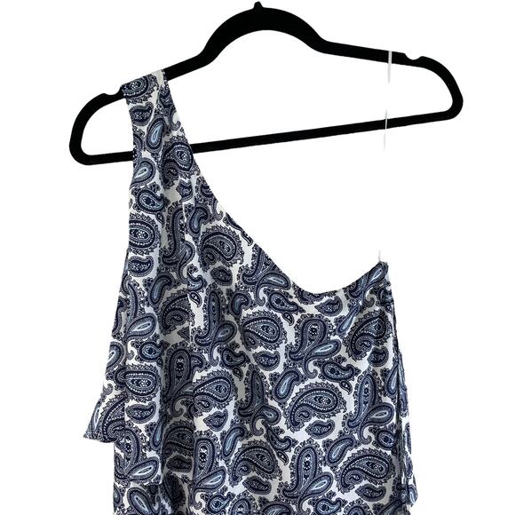 Banana Republic Women's One Shoulder Asymmetrical Hem Midi Dress Paisley Print 8 - Picture 4 of 10